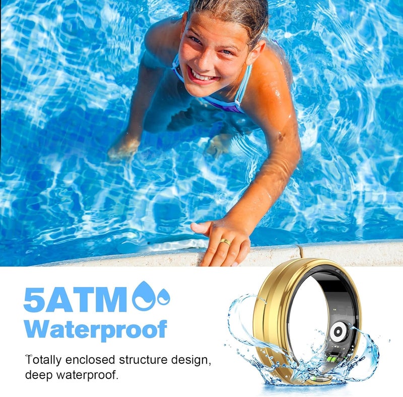 MagLoop Smart Ring Health Tracker for Men/Women,Fitness Ring Sleep Tracker,Fast Charging for Long-Lasting Use,for Pedometer Exercise,Monitor Sleep, Heart Rate, Stress,Waterproof (Gold, 12) - Image 5